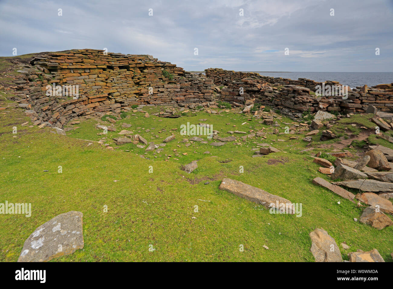 View of the Broch of Burrian North Ronaldsay Orkney Scotland Stock Photo