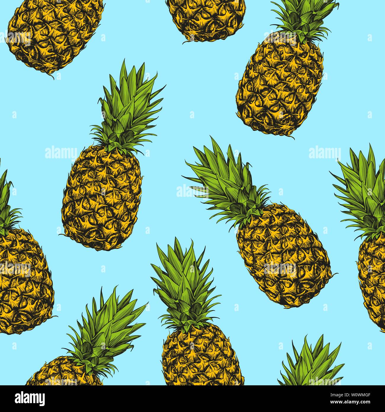fruit pineapple seamless texture, Wallpaper, background hand drawn