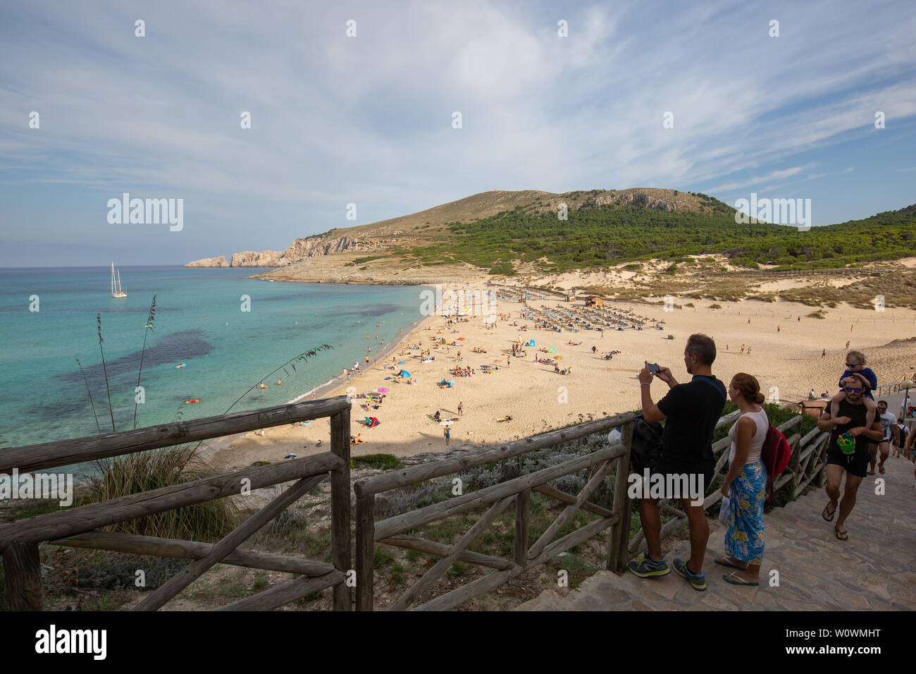 Tourists at Cala Mesquida beach, Capdepera Mallorca, Spain Stock Photo
