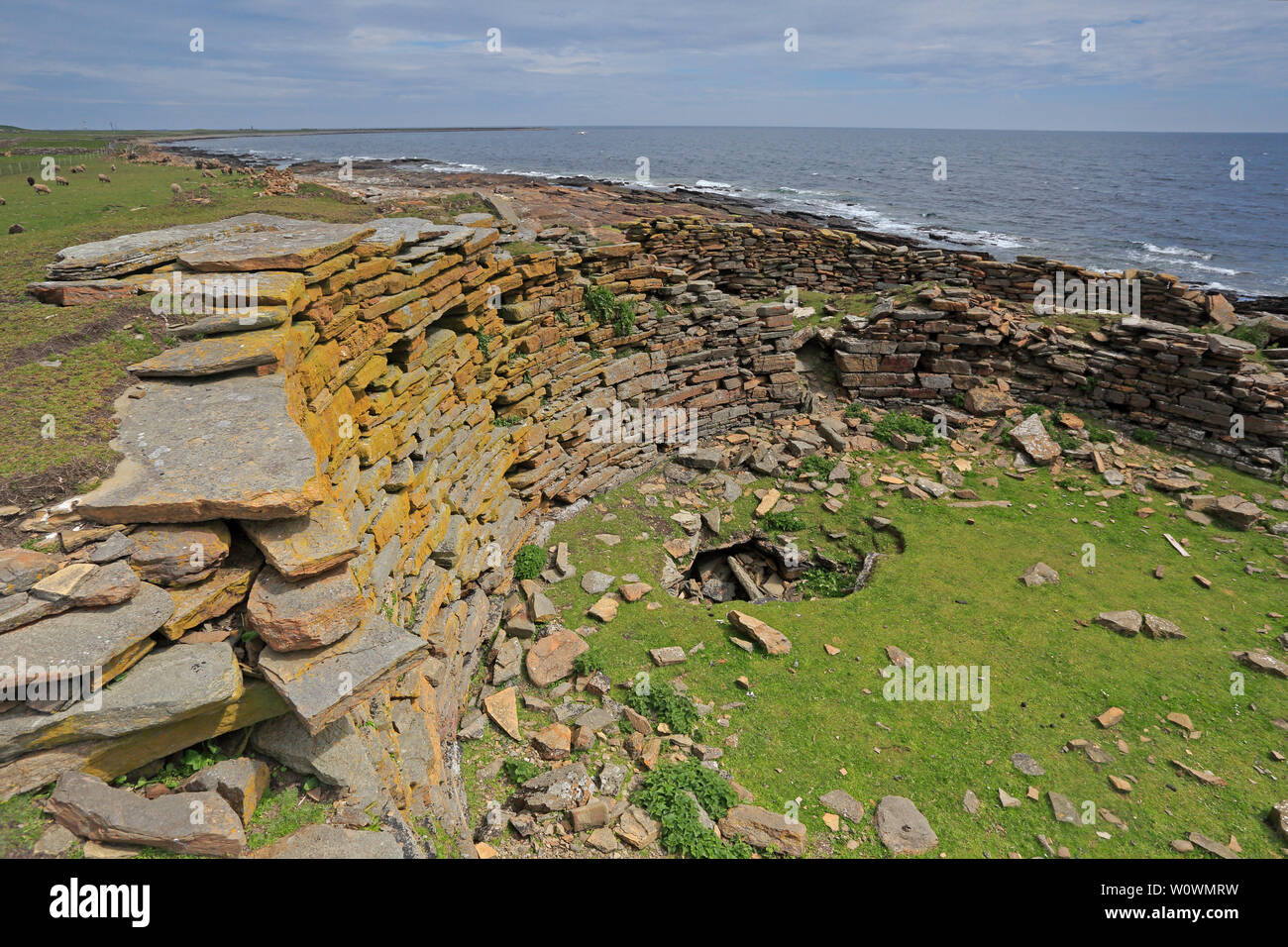 View of the Broch of Burrian North Ronaldsay Orkney Scotland Stock Photo
