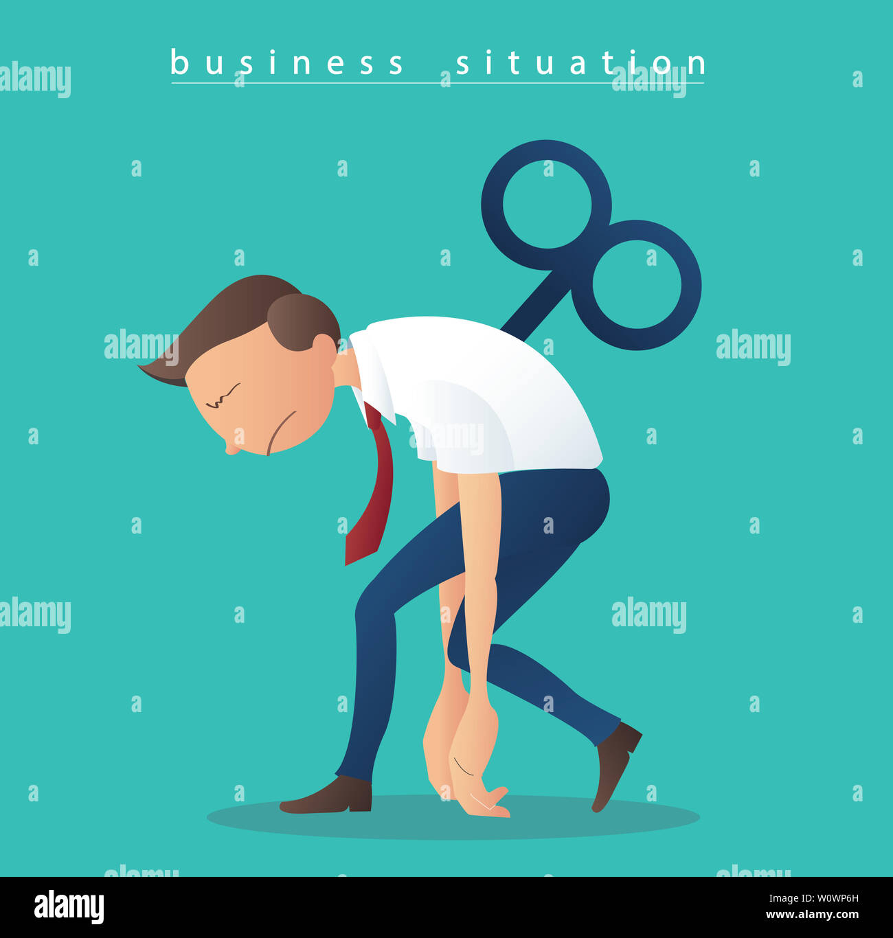 depression businessmen, Businessmen with wind-up key illustration Stock Photo