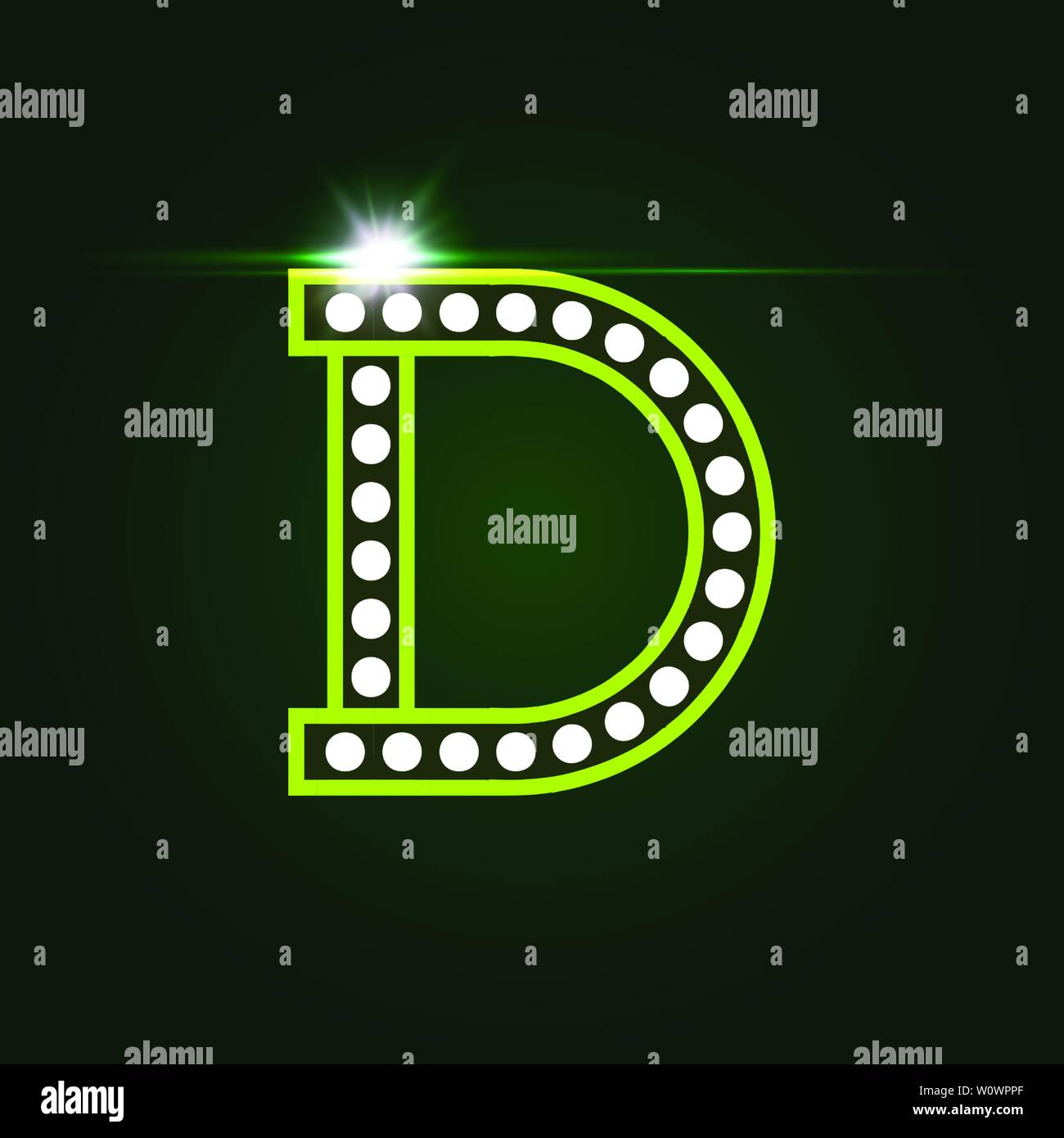 Casino and resort Letter D. Luxury letter with gems. Glowing effect, highlight on letter border. Entertainment decoration element. Vector logo and Stock Vector