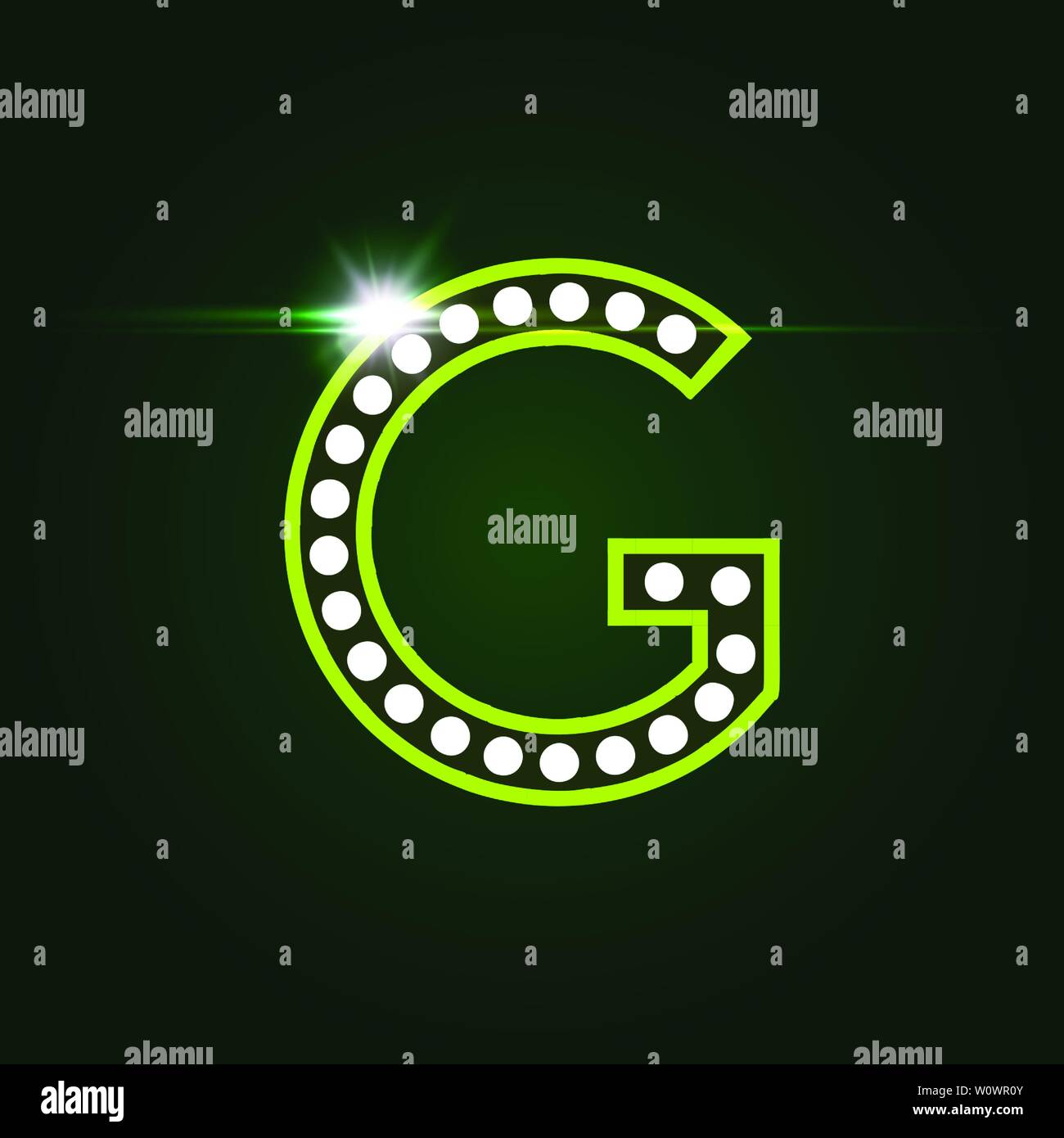 Casino and resort Letter G. Luxury letter with gems. Glowing effect, highlight on letter border. Entertainment decoration element. Vector logo and Stock Vector