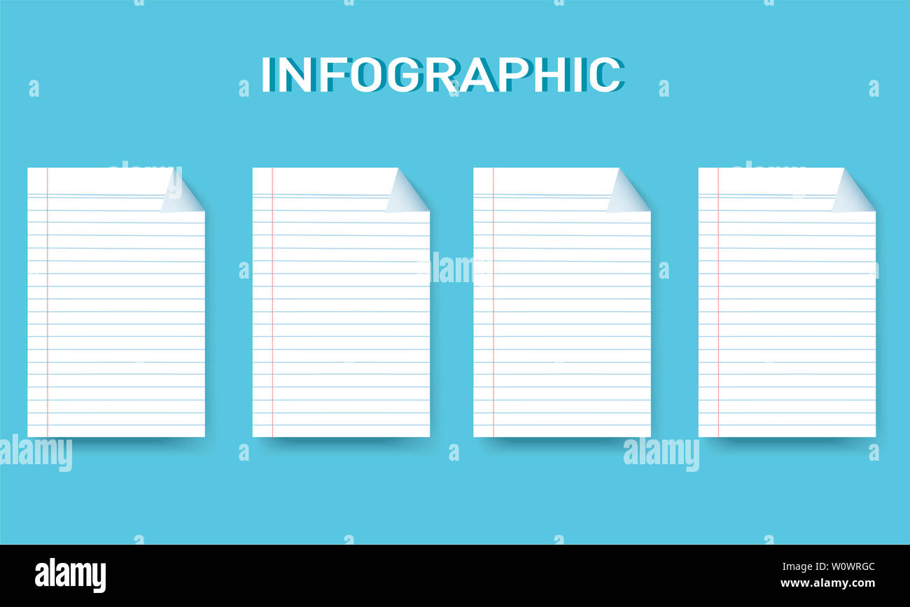 paper line square info graphic Vector template with 4 options.