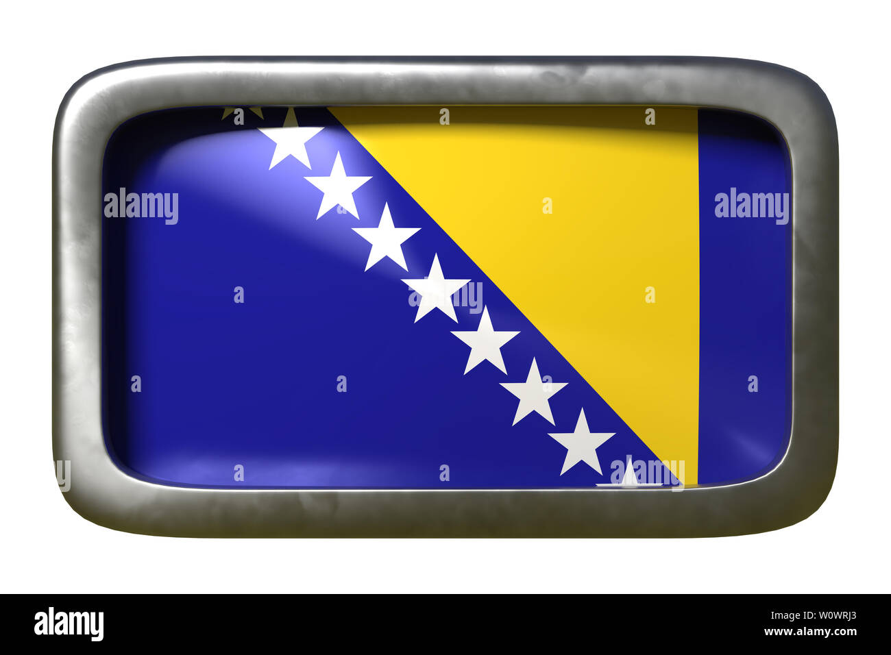 3d rendering of a Bosnia and Herzegovina flag on a rusty sign isolated ...