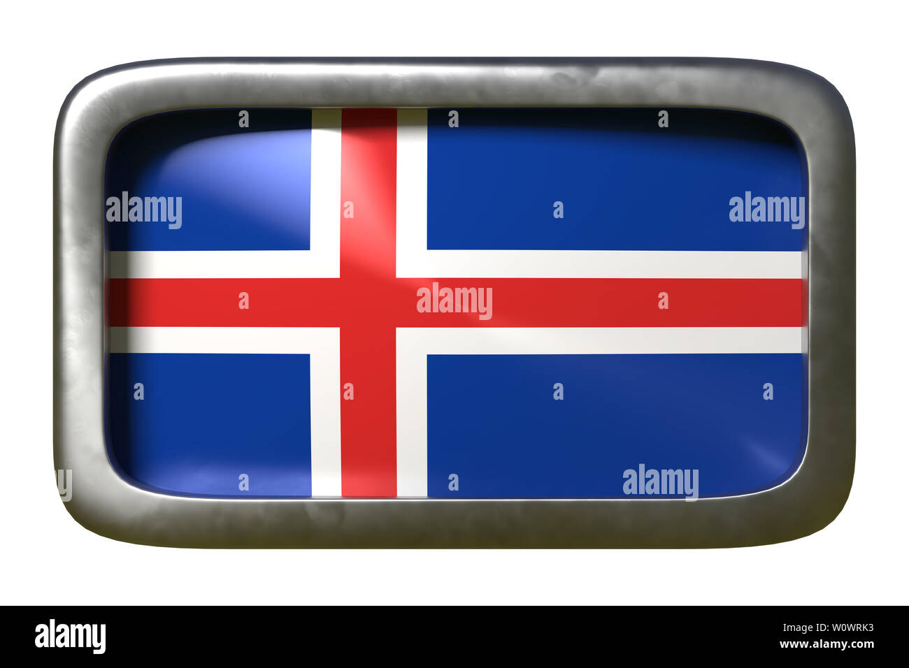 3d rendering of an Iceland flag on a rusty sign isolated on white ...