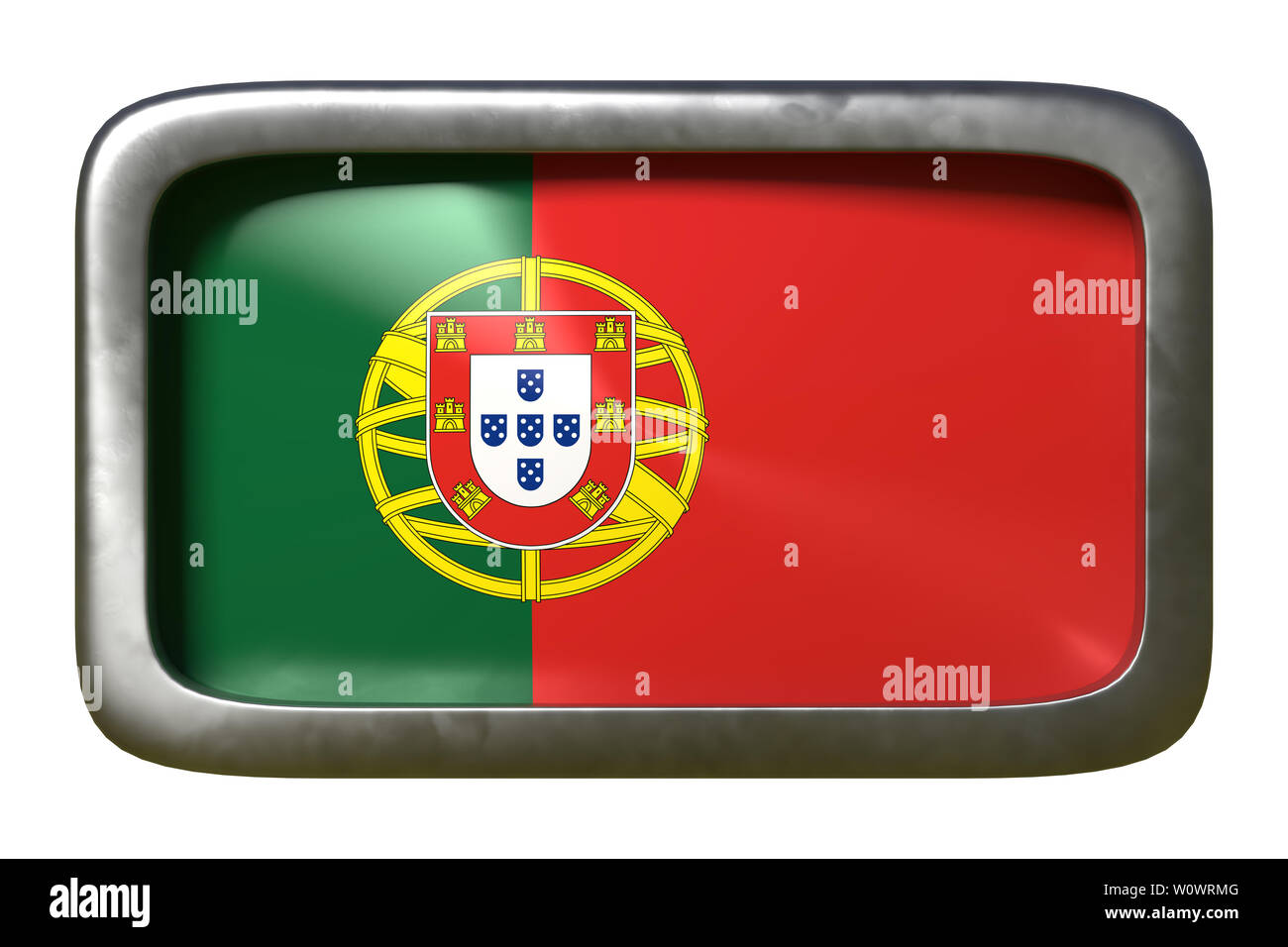 3d rendering of a Portugal flag on a rusty sign isolated on white ...