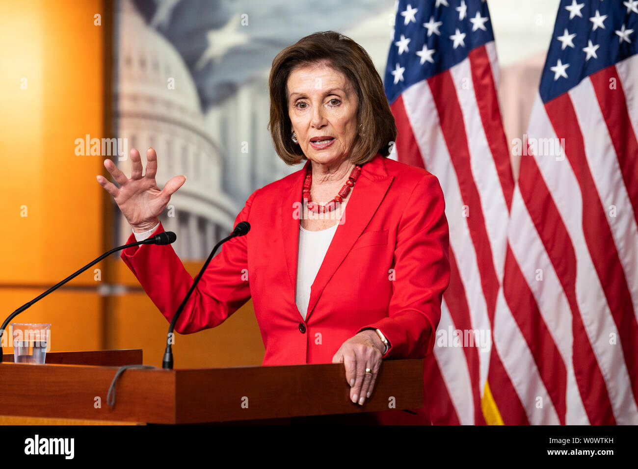 Washington, United States. 27th June, 2019. House Speaker Nancy Pelosi (D-CA) speaking at her weekly press conference at the US Capitol in Washington, DC. Credit: SOPA Images Limited/Alamy Live News Stock Photo