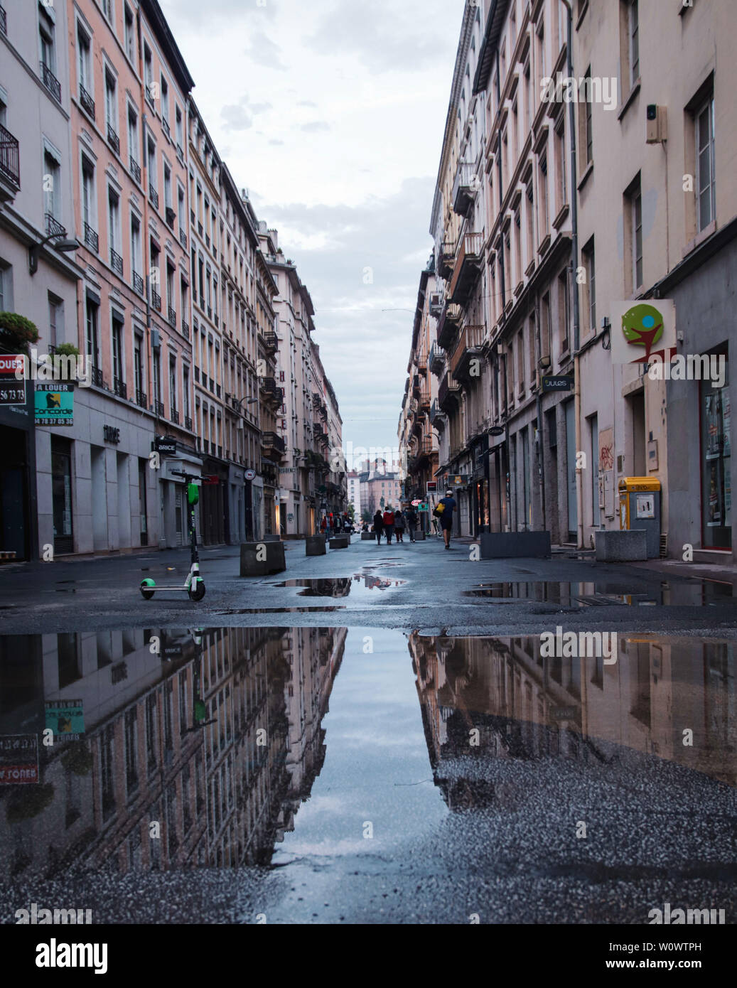 Lyon street in the rain Stock Photo