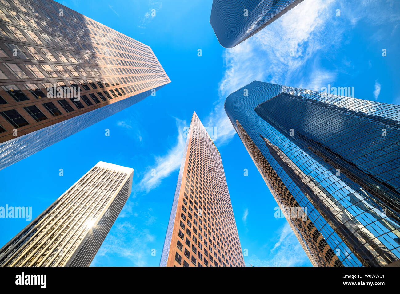 Downtown Los Angeles skyscrapers skyline at sunny day Stock Photo