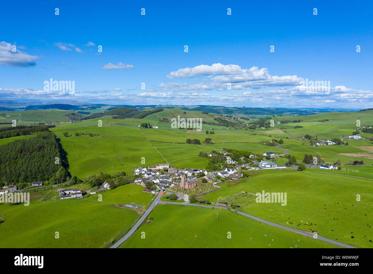 Aerial view of Dunscore, Dumfries & Galloway, Scotland Stock Photo