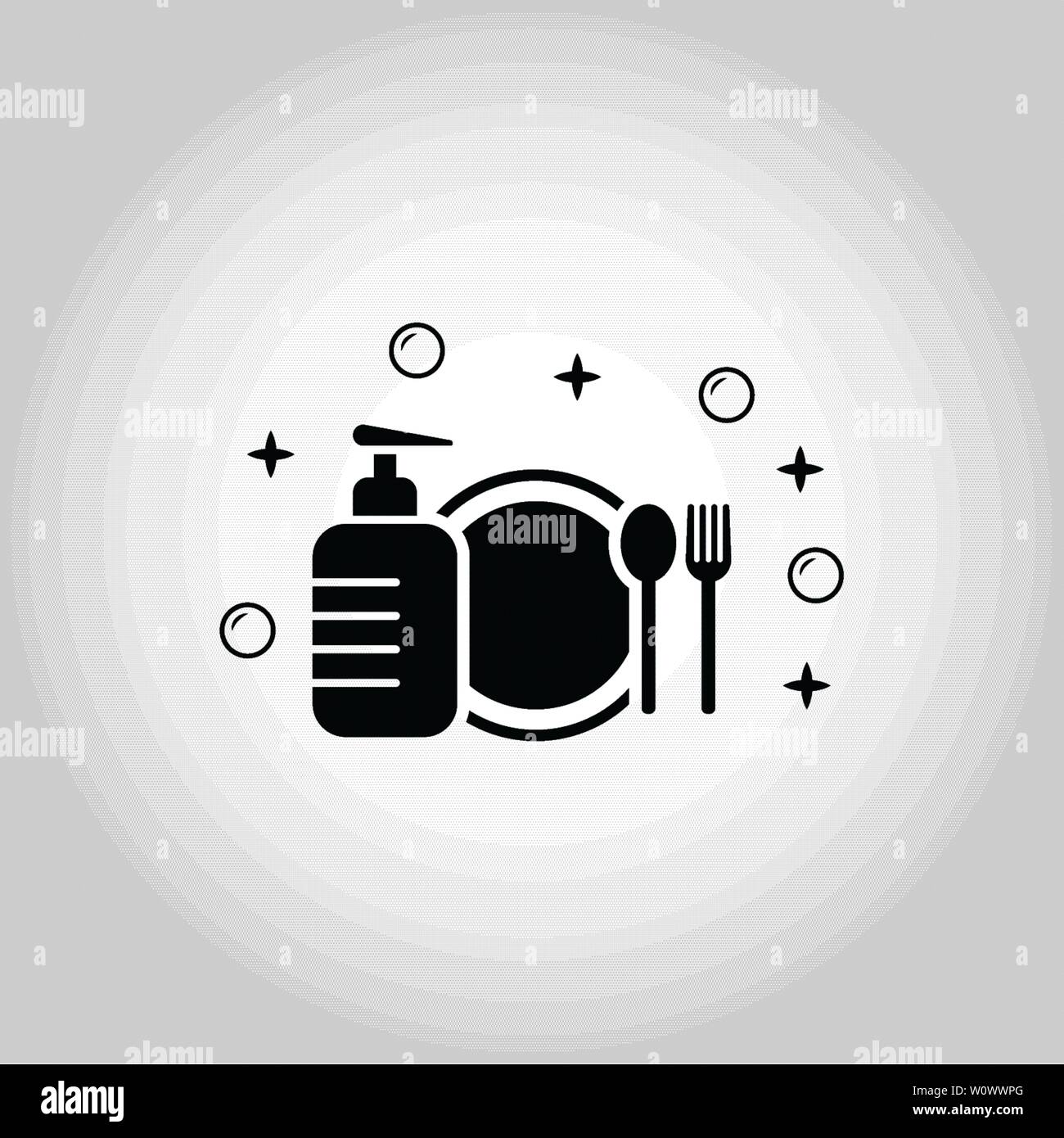 Dish Washing icon. Monochrome style design from cleaning icons collection. Symbol of dish washing isolated icon. Stock Vector