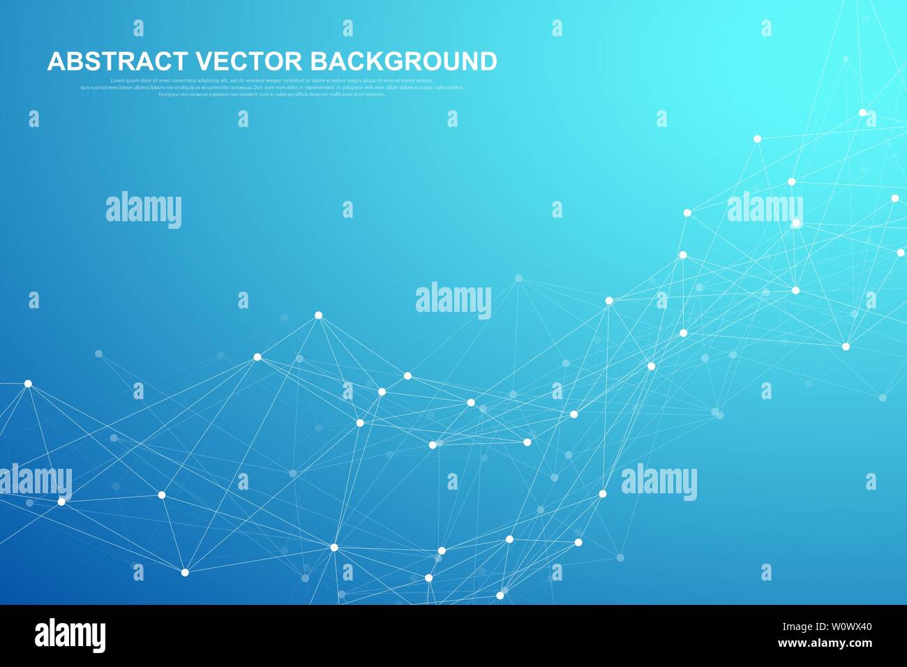 Abstract plexus background with connected lines and dots. Wave flow. Plexus geometric effect Big data with compounds. Lines plexus, minimal array Stock Vector