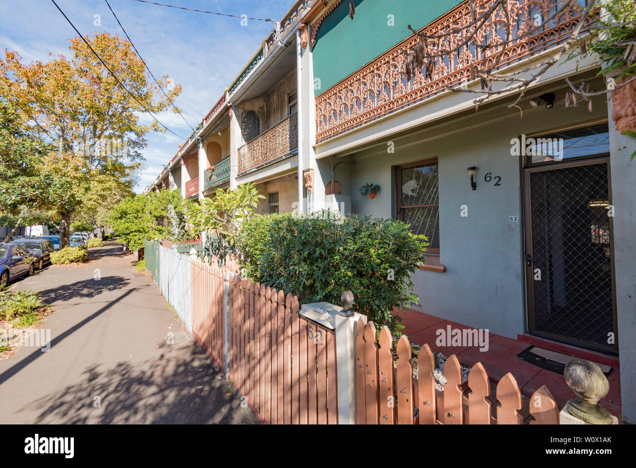 A row of Victorian era terrace houses in the inner Sydney suburb of