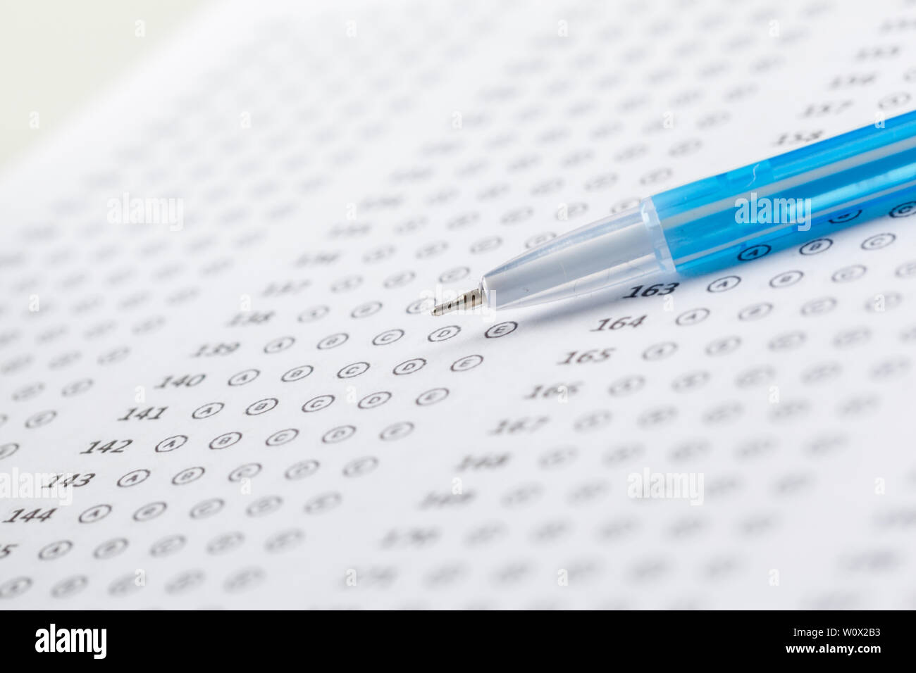 Test score sheet with answers Stock Photo - Alamy