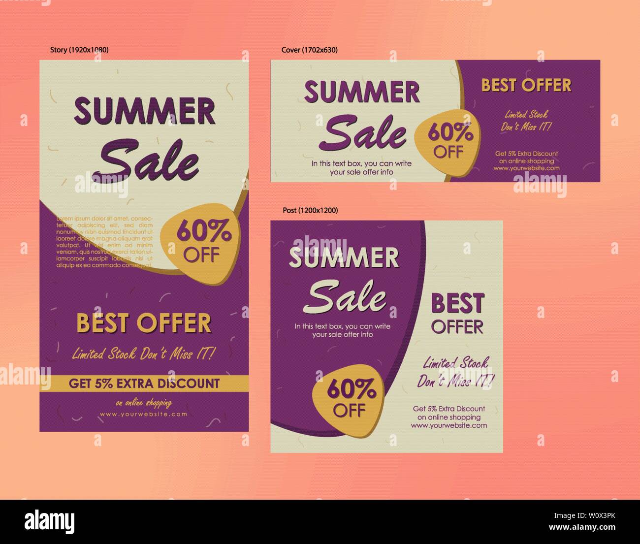 Summer sale banner template, Promo design template for your seasonal promotion. Stock Vector