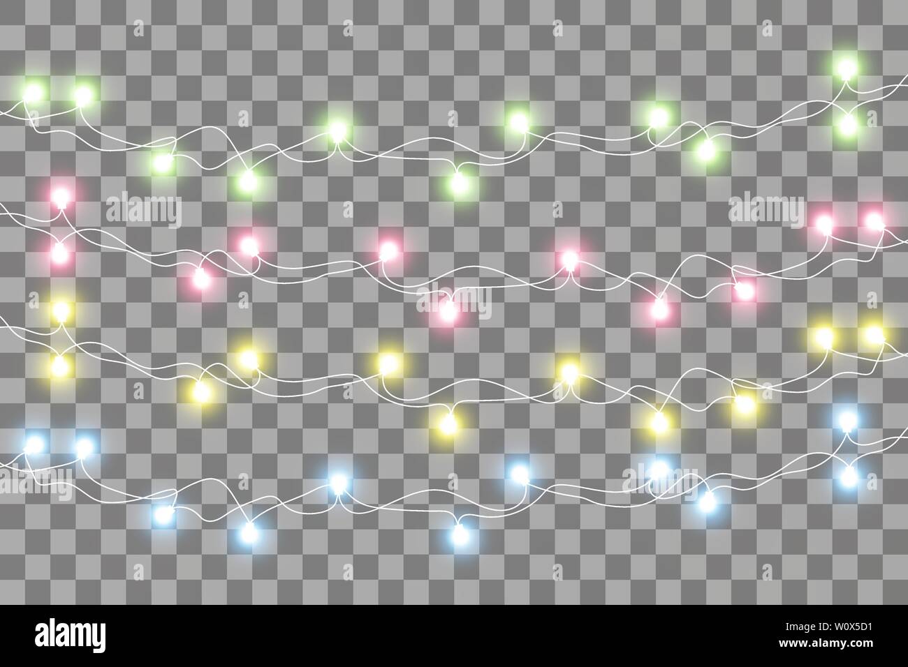 Christmas lights. Colorful Xmas garland. Vector red, yellow, blue and