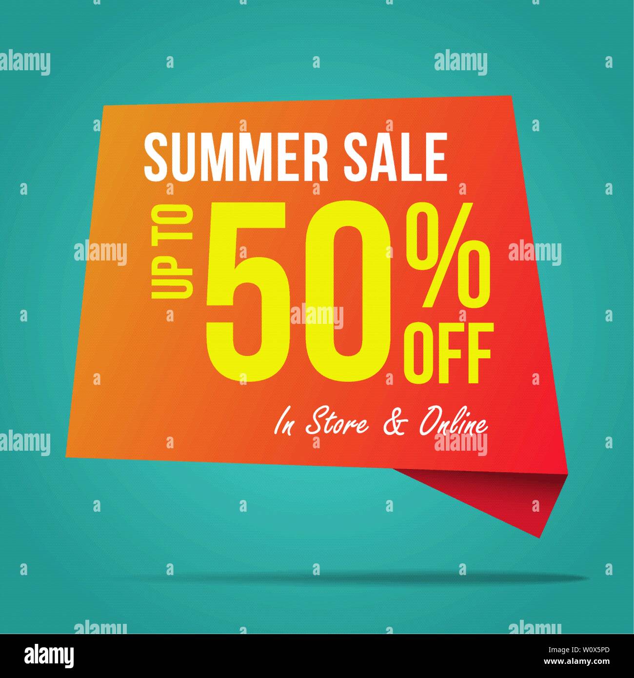 Summer sale 50 offer label sticker, sale discount price tag, label