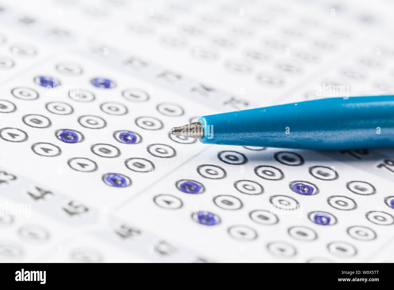 Test score sheet with answers Stock Photo - Alamy