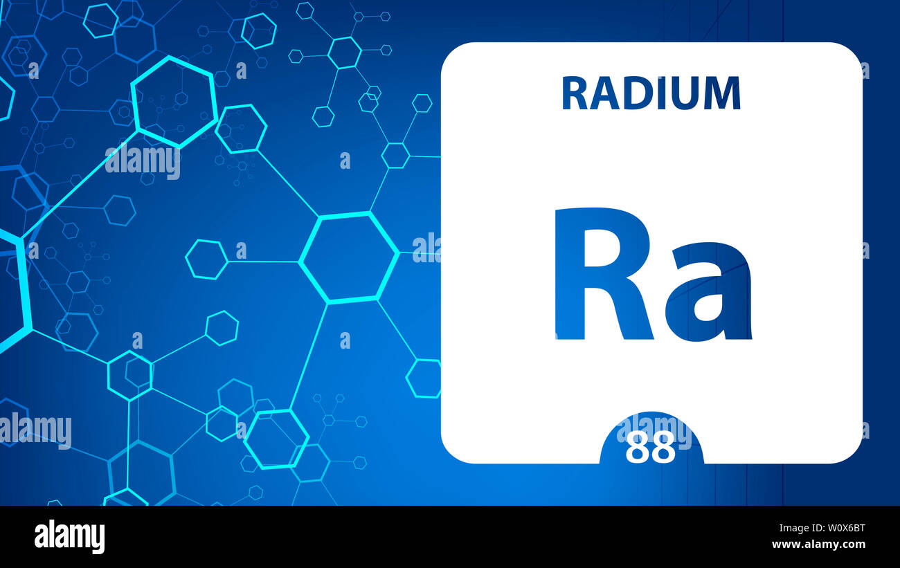 Radium Ra, chemical element sign. 3D rendering isolated on white background. Radium chemical 88 element for science experiments in classroom science c Stock Photo