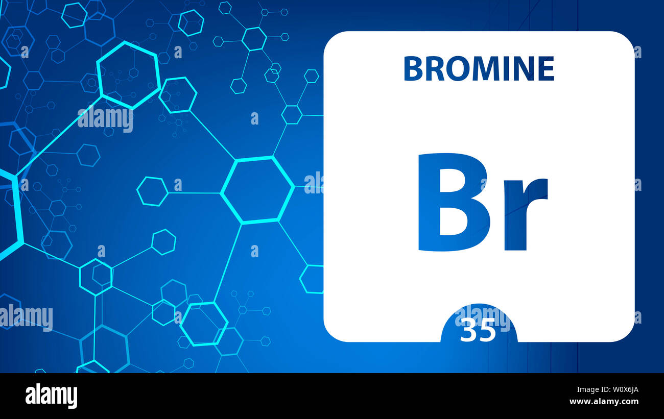 Bromine 35 element. Alkaline earth metals. Chemical Element of Mendeleev Periodic Table. Bromine