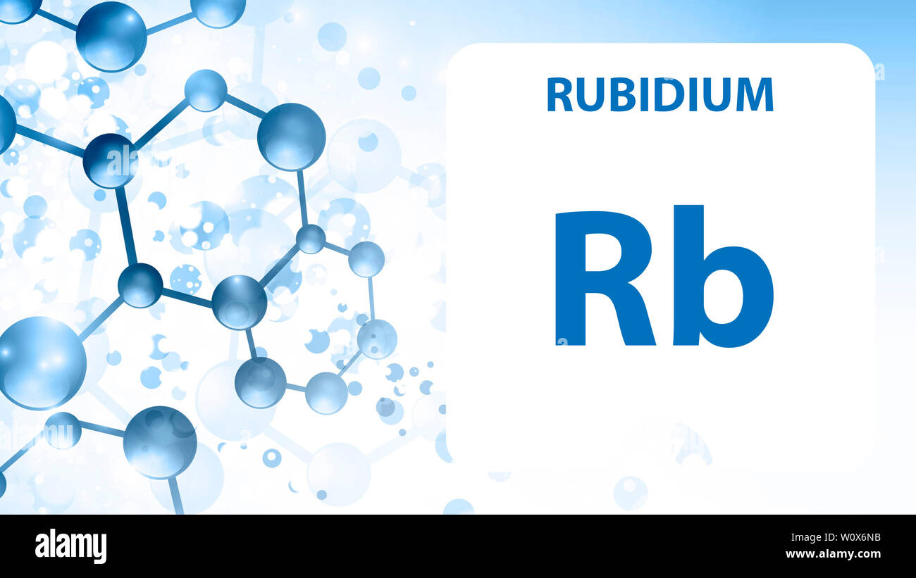 Rubidium Rb, chemical element sign. 3D rendering isolated on white