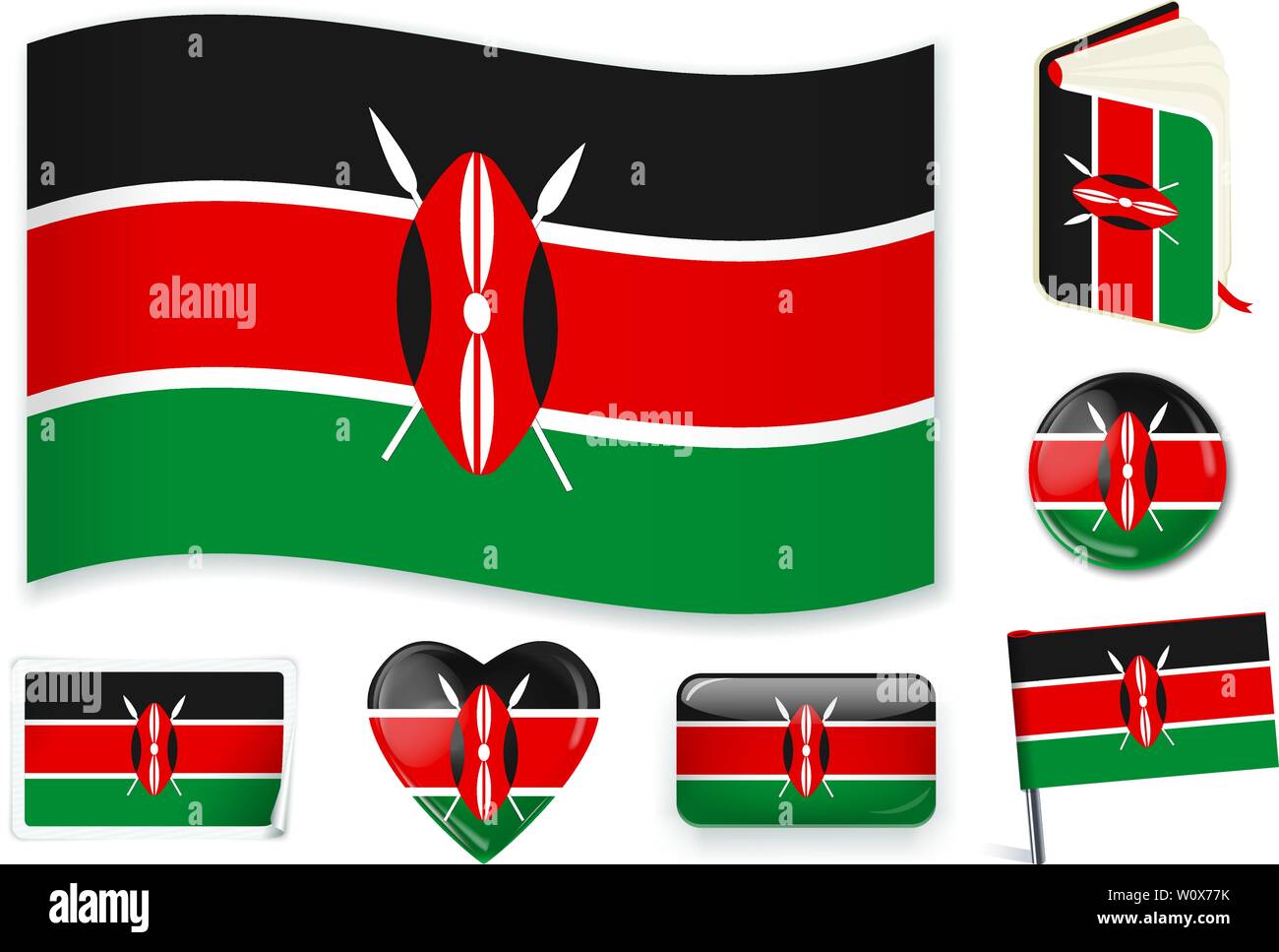 Kenyan National Flag Vector Illustration 3 Layers Shadows Flat Flag Kenyan National Flag Vector Illustration 3 Layers Shadows Flat Flag