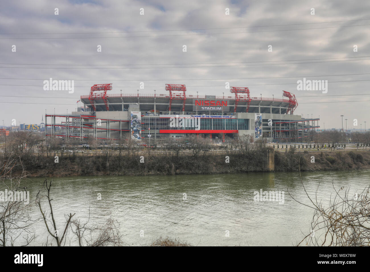 Nissan Stadium in Nashville, Tennessee. Home to the Tennessee Titans of the NFL Stock Photo