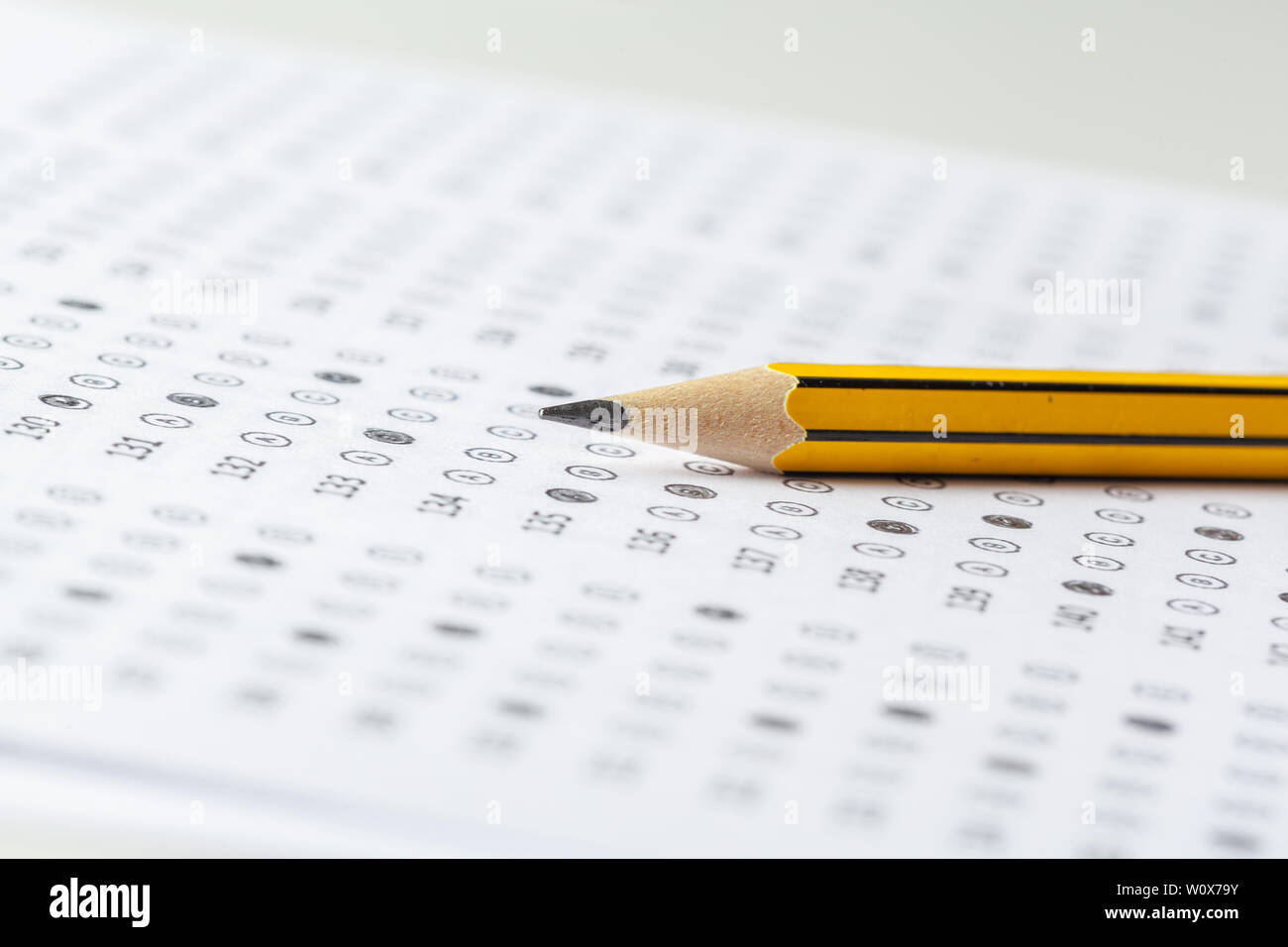 Test score sheet with answers Stock Photo - Alamy