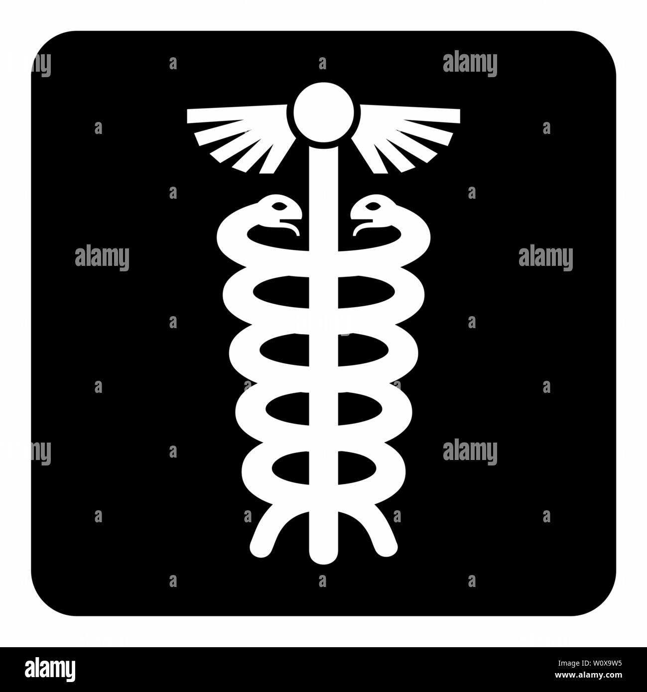 A black and white Caduceus icon illustration Stock Vector