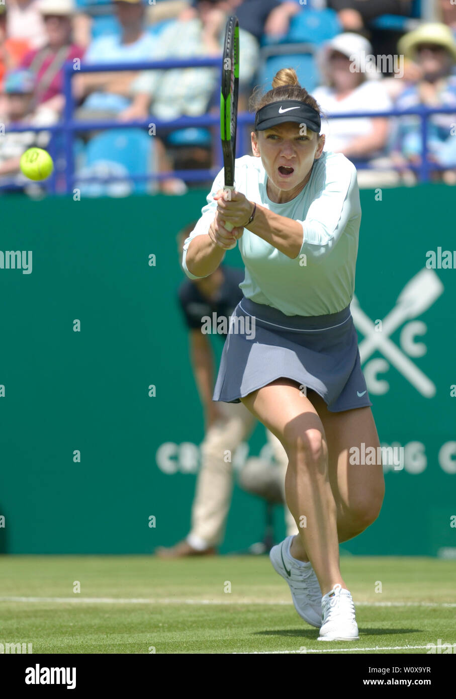 Simona Halep (Rom) playing ladies doubles at the Nature Valley  International tennis at Devonshire Park, Eastbourne, UK. 28th June, 2019  Stock Photo - Alamy