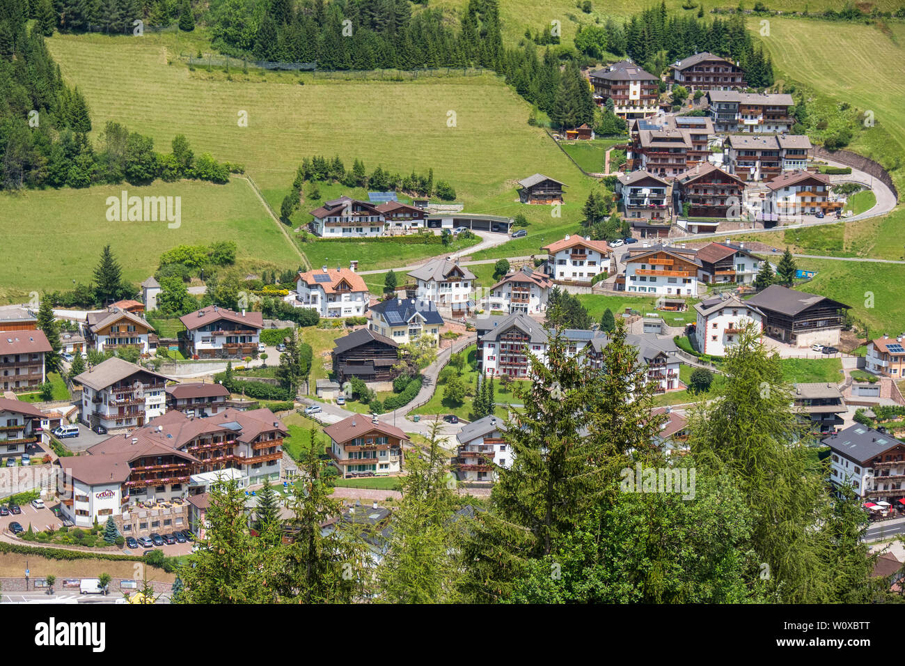 View of Santa Cristina village in Val Gardena, Italy Stock Photo - Alamy