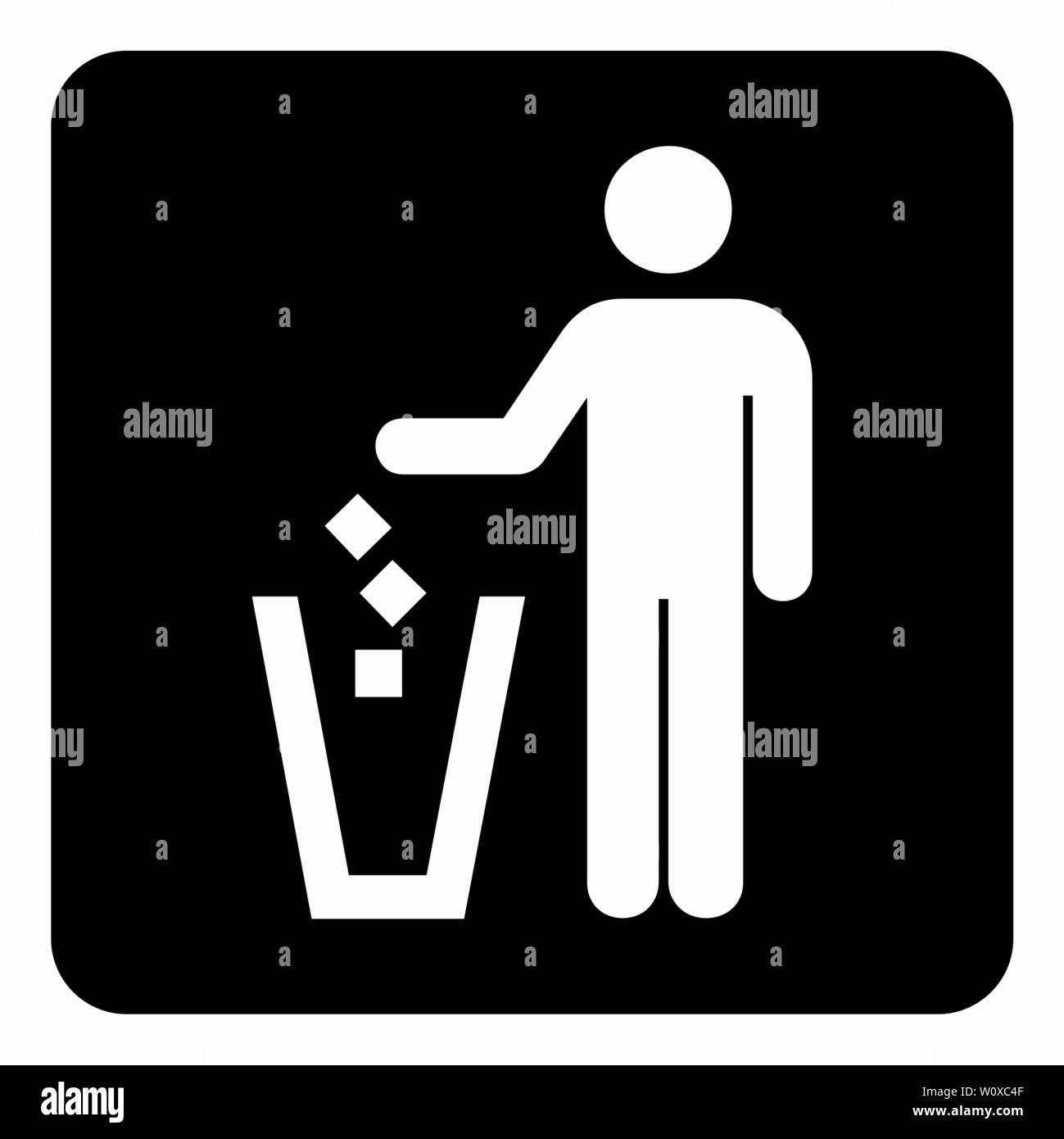A black and white Put litter icon Stock Vector