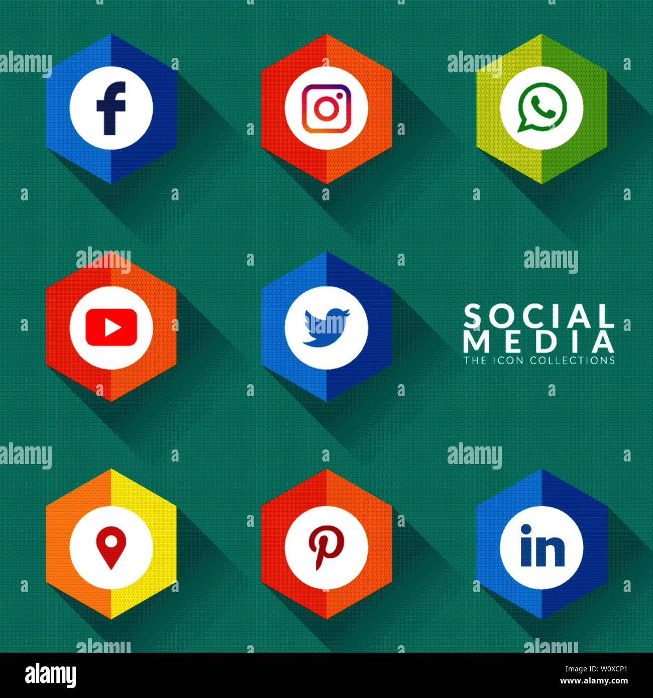 vector of icons for social media icon collection set Stock Vector
