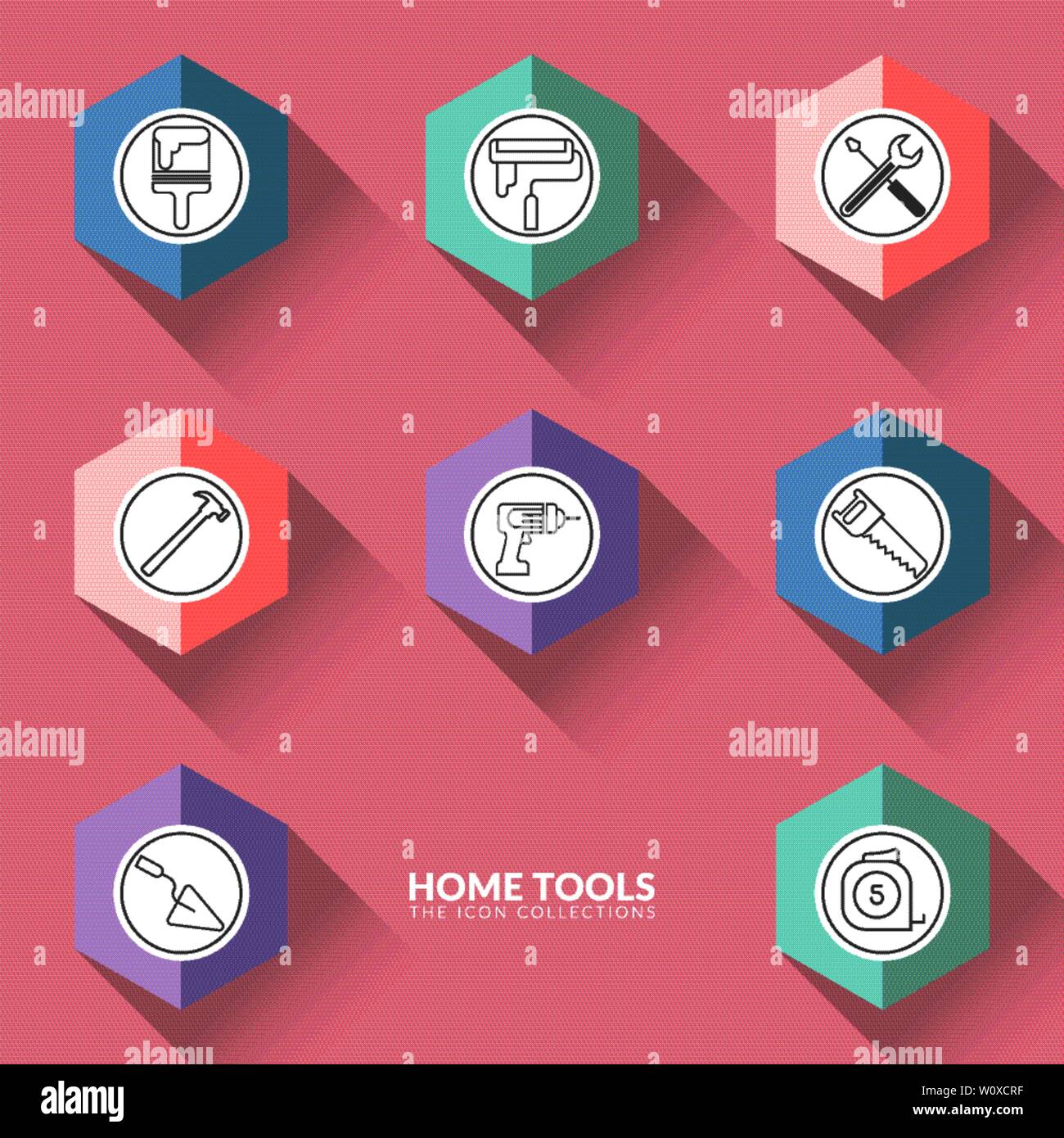 vector of icons outline for home repair tools icon collection set Stock Vector