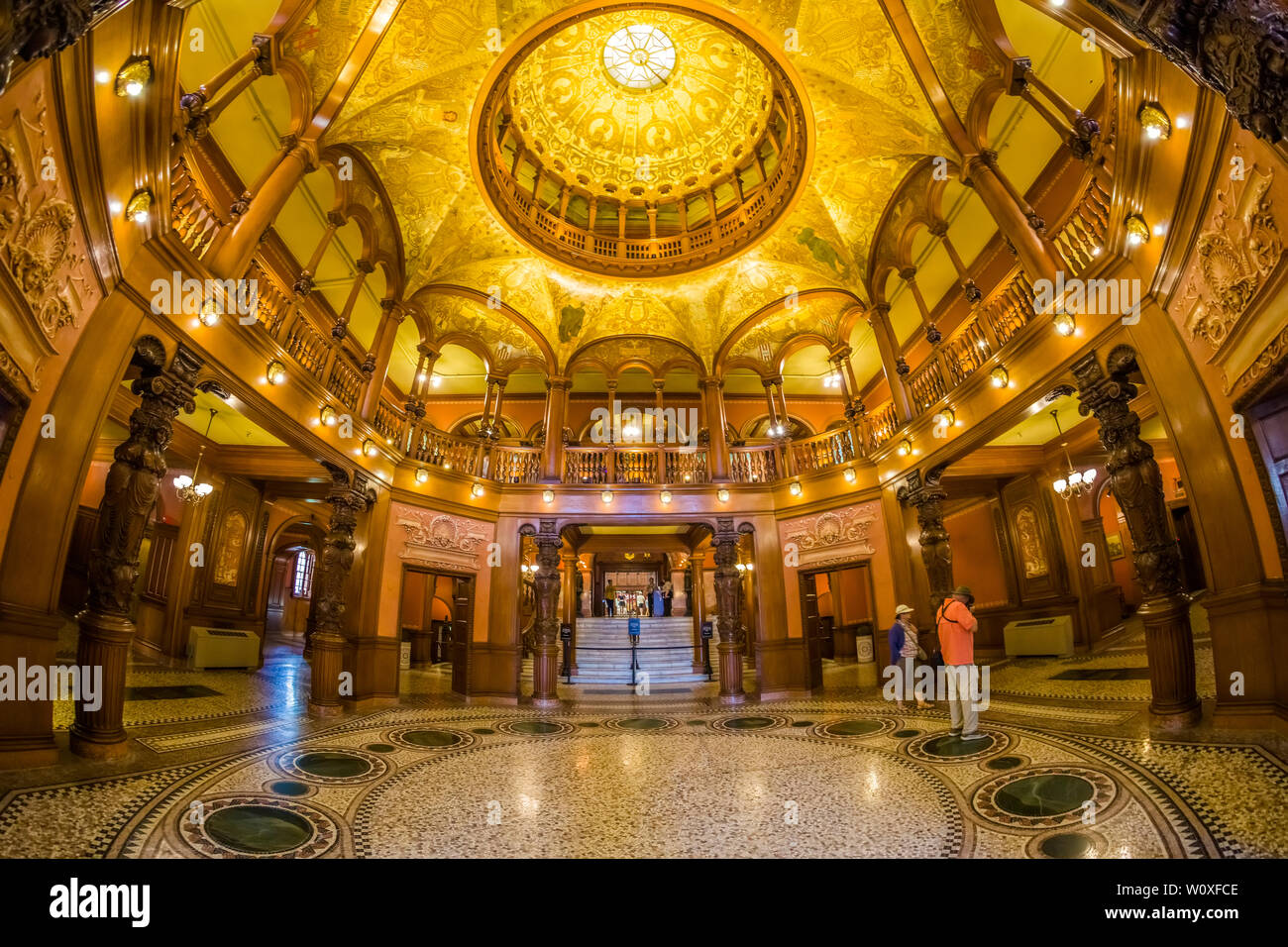 Domed ceiling in Rotunda or main lobby in Flagler College in historic St Augustine Florida the former Hotel Ponce de Leon is listed as a National Hist Stock Photo