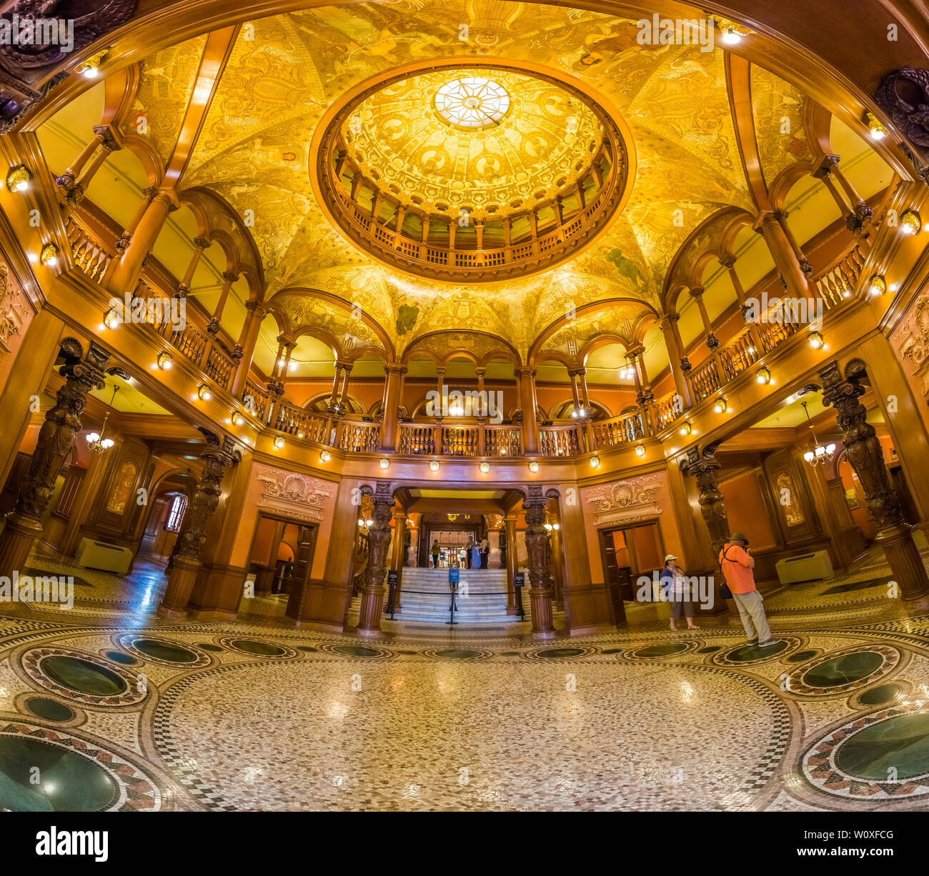 Domed ceiling in Rotunda or main lobby in Flagler College in historic St Augustine Florida the former Hotel Ponce de Leon is listed as a National Hist Stock Photo