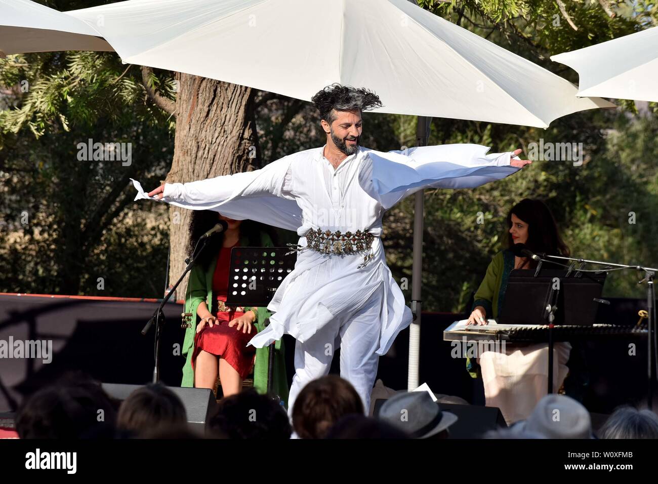 Rabat. 28th June, 2019. An artist performs during the 2019 Mawazine Festival in Rabat, Morocco, June 27, 2019. Credit: Xinhua/Alamy Live News Stock Photo