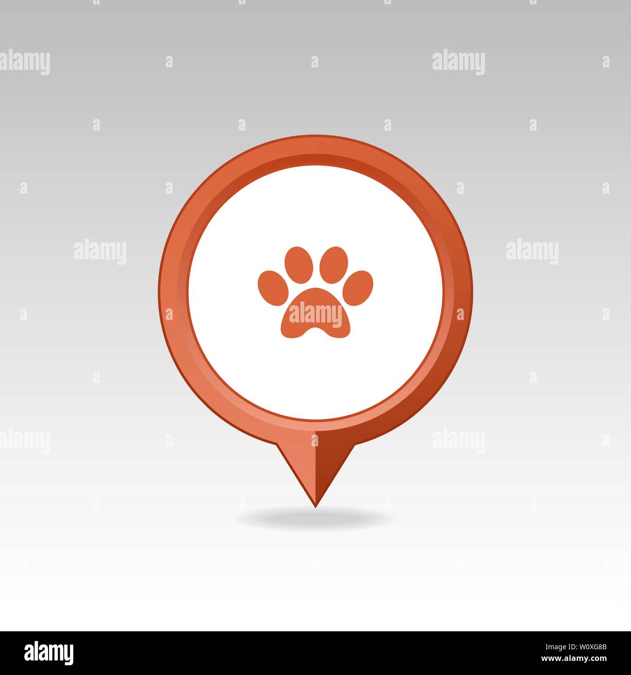 Dog paw pin map icon. Map pointer. Map markers. Destination vector icon ...