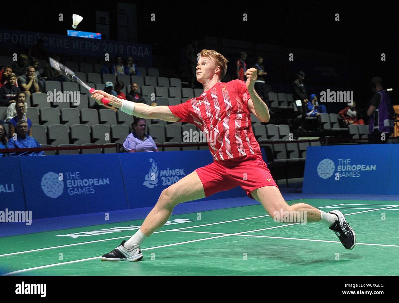 Minsk, Belarus. 28th June, 2019. Anders Antonsen (DEN) taking part in the  Badminton tournament at the 2nd European games. Credit Garry Bowden/SIP  photo agency/Alamy live news Stock Photo - Alamy