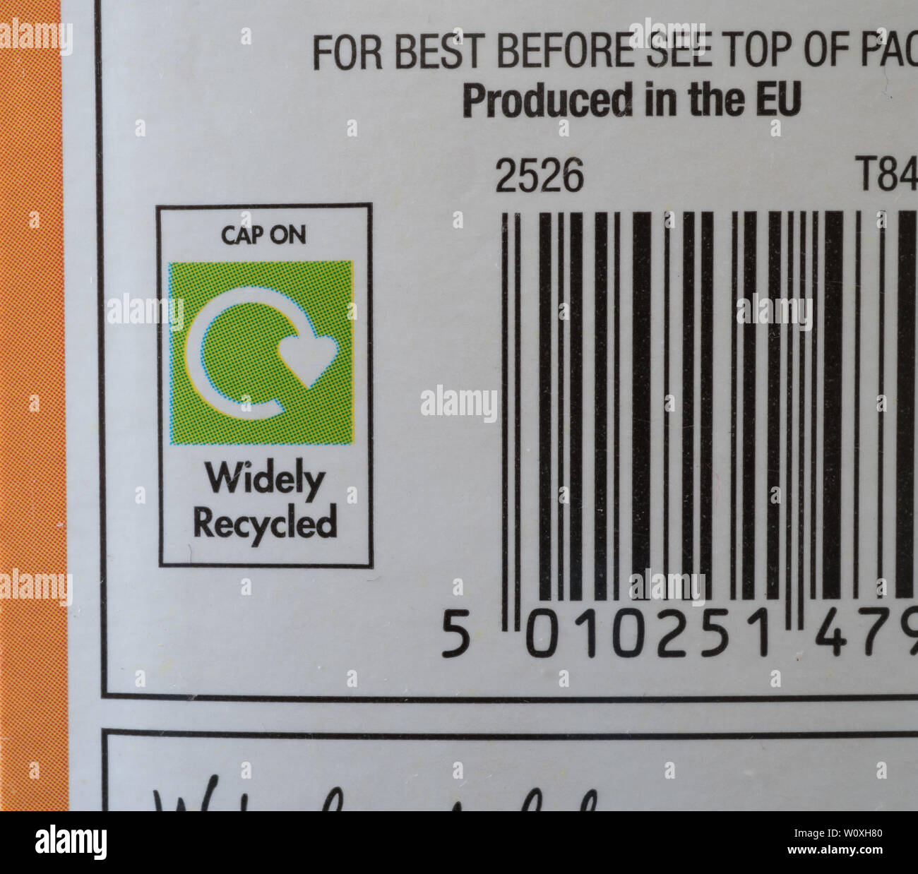 Recycling label on fruit juice carton. UK 2019 Stock Photo Alamy