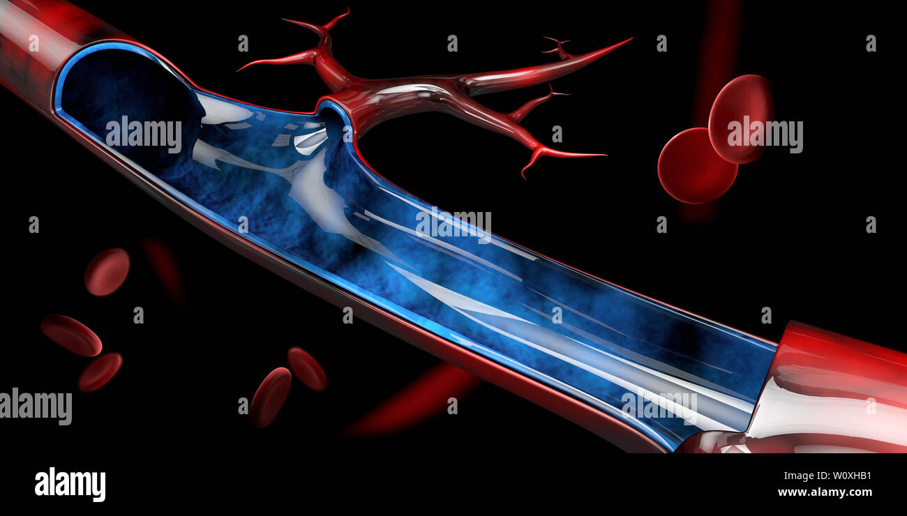 3d Illustration of blood vein with red blood cells Stock Photo - Alamy
