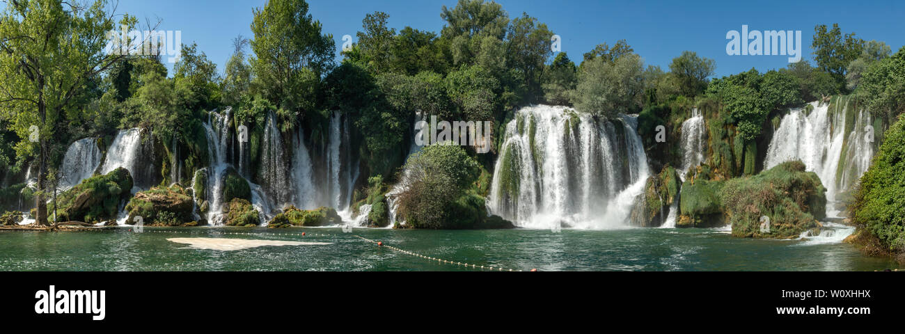 Kravice Waterfalls Panorama, Bosnia-Herzegovina Stock Photo