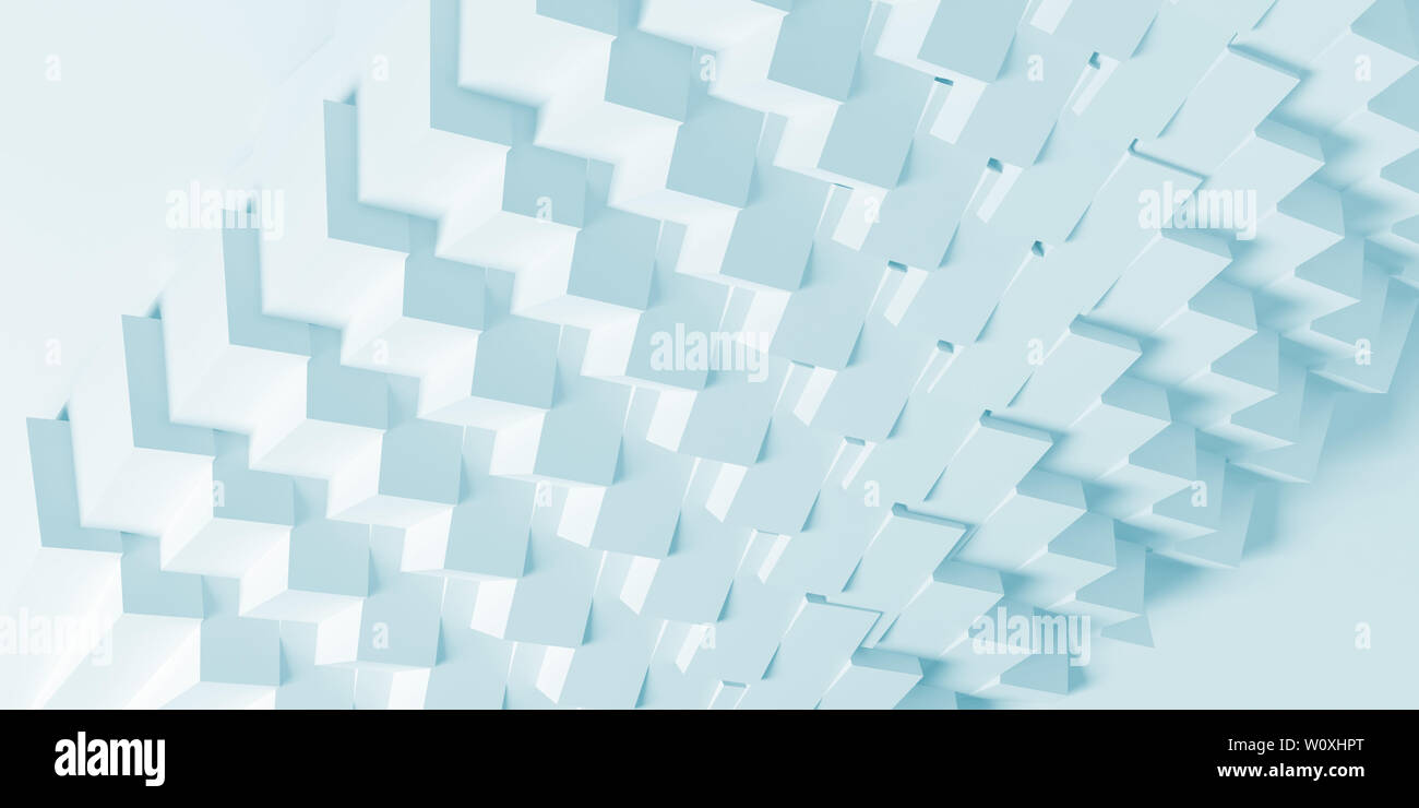 Abstract geometric pattern, parametric cubes structure, light blue ...