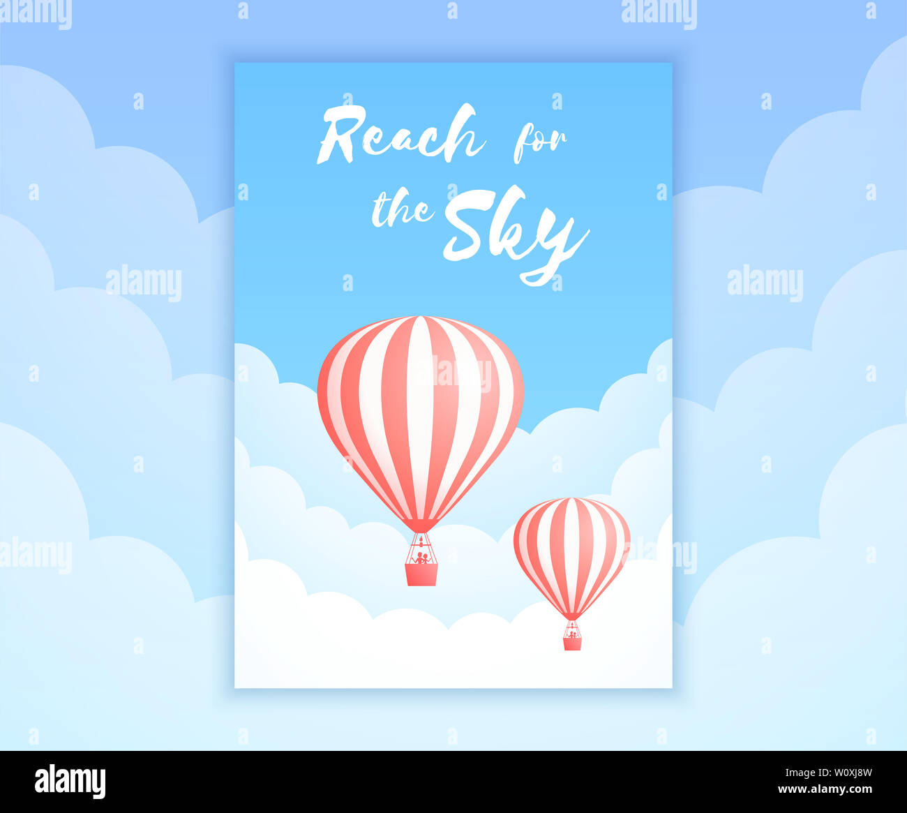 Hot Air Balloon Sky Adventure Illustration White Clouds On Summer