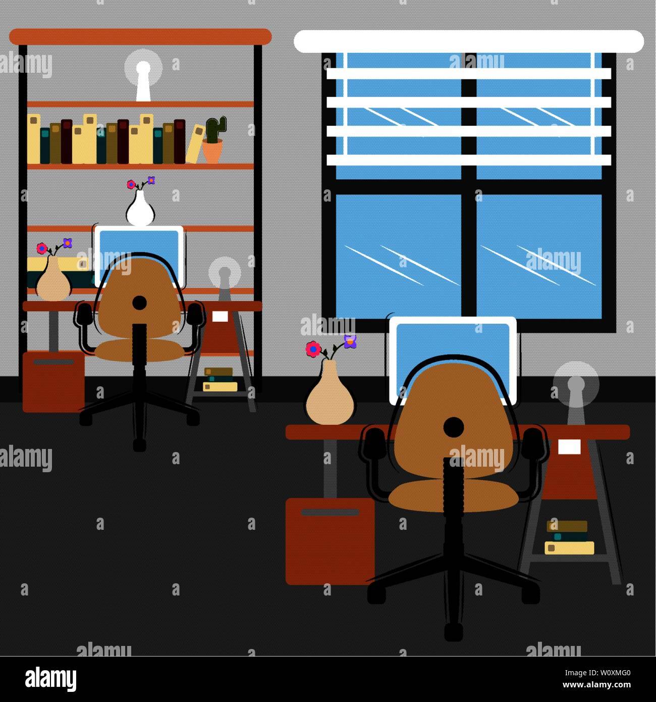 Office workplace room with a computer- Vector Stock Vector Image & Art ...