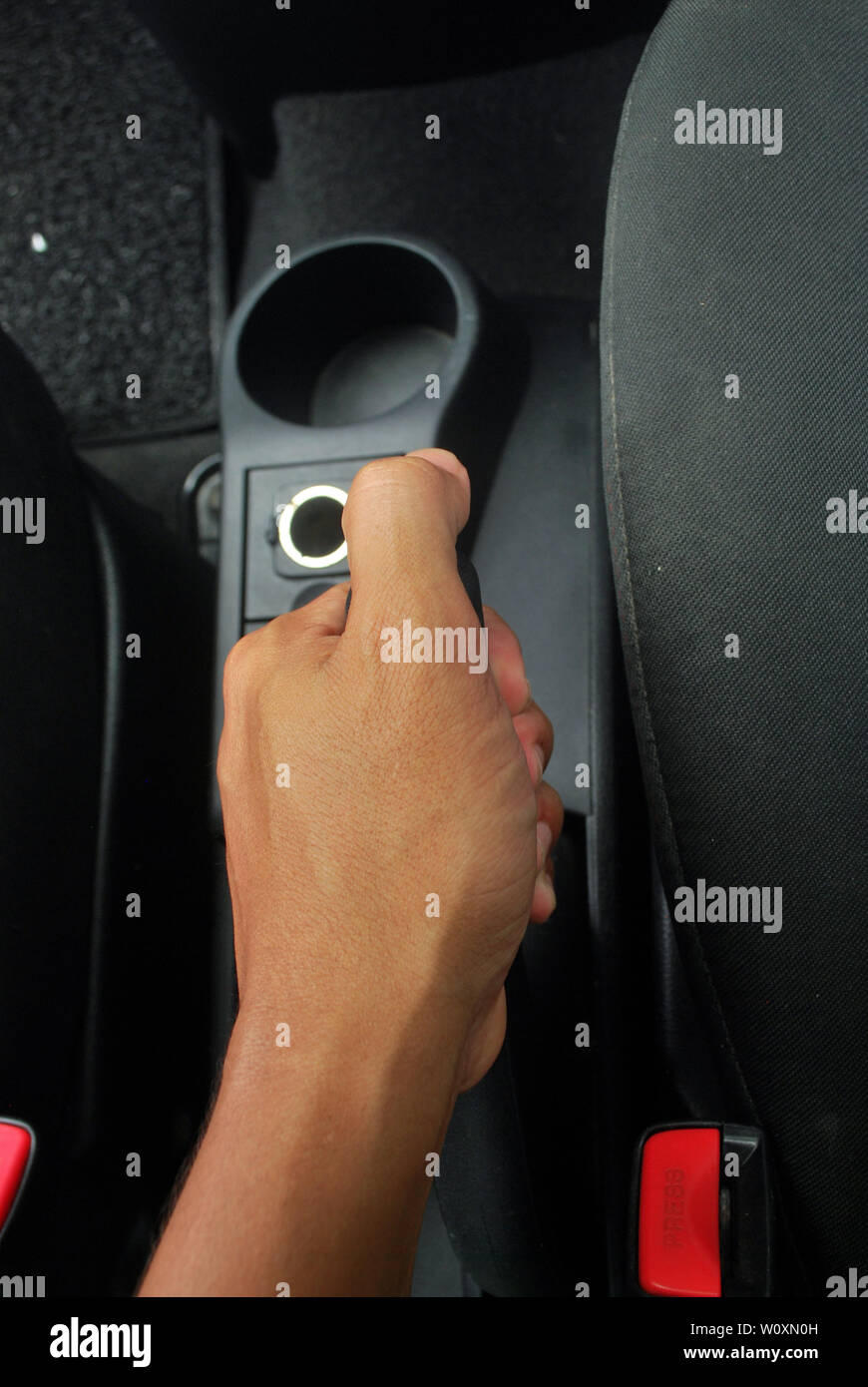 Working hand brake system Car accessories and parts Stock Photo Alamy