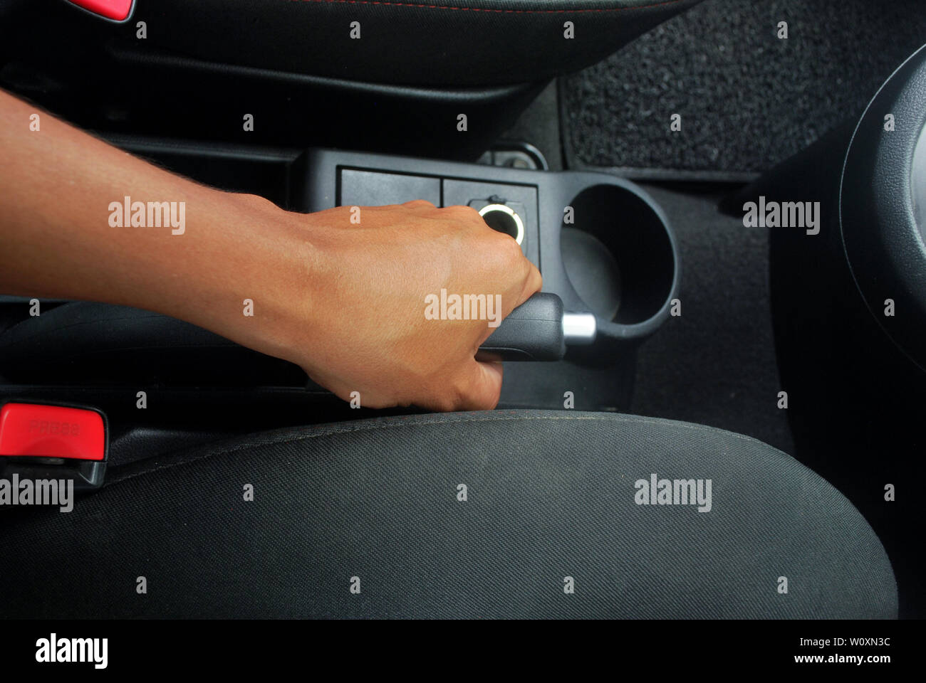 Working hand brake system Car accessories and parts Stock Photo Alamy