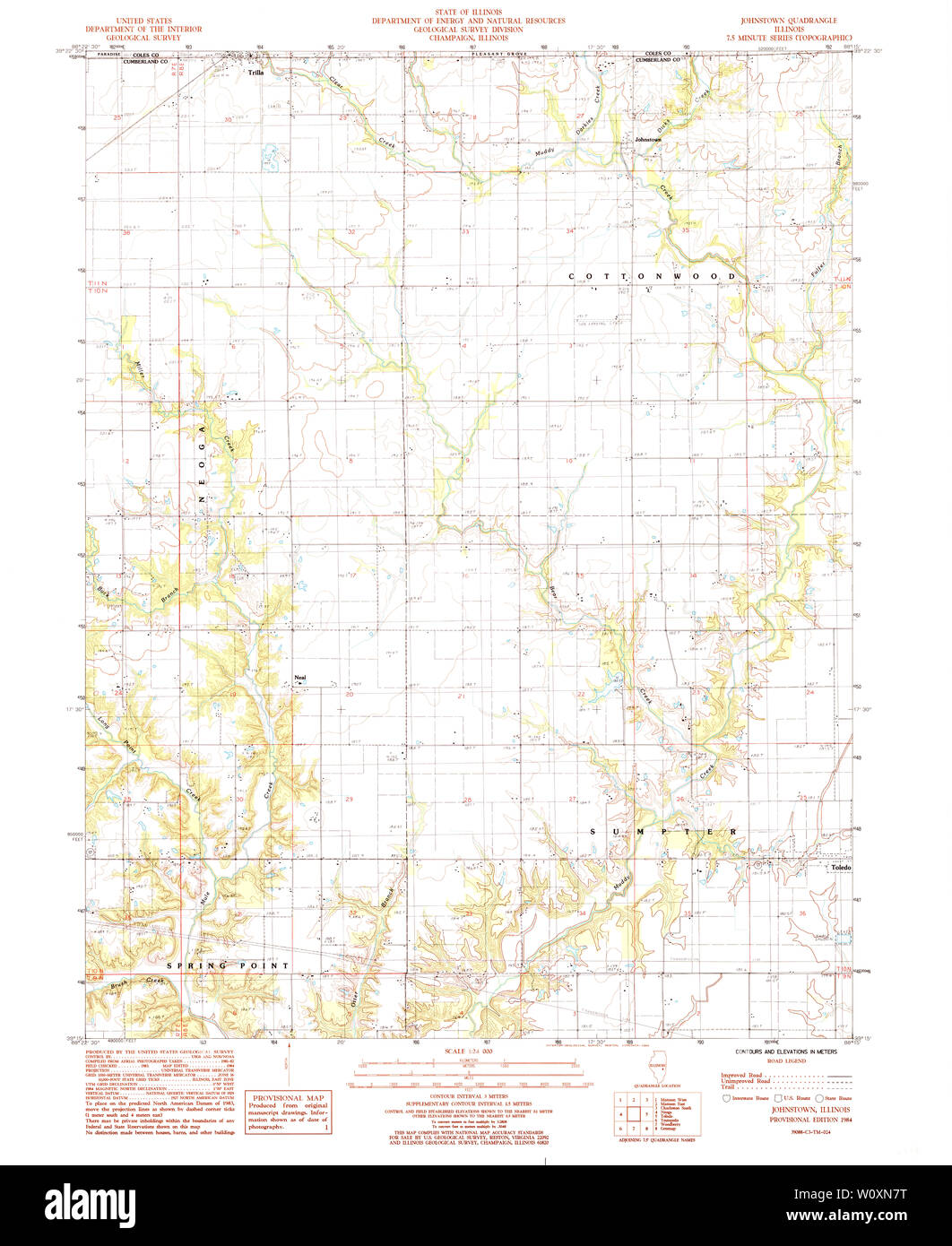 USGS TOPO Map Illinois IL Johnstown 307891 1984 24000 Restoration Stock Photo