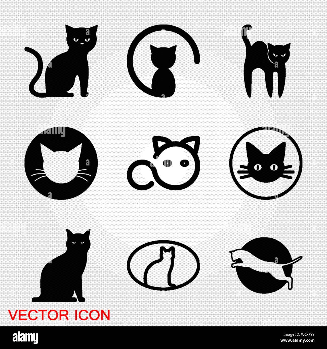 Pet dog and cat faces in profile concept icon Stock Photo - Alamy